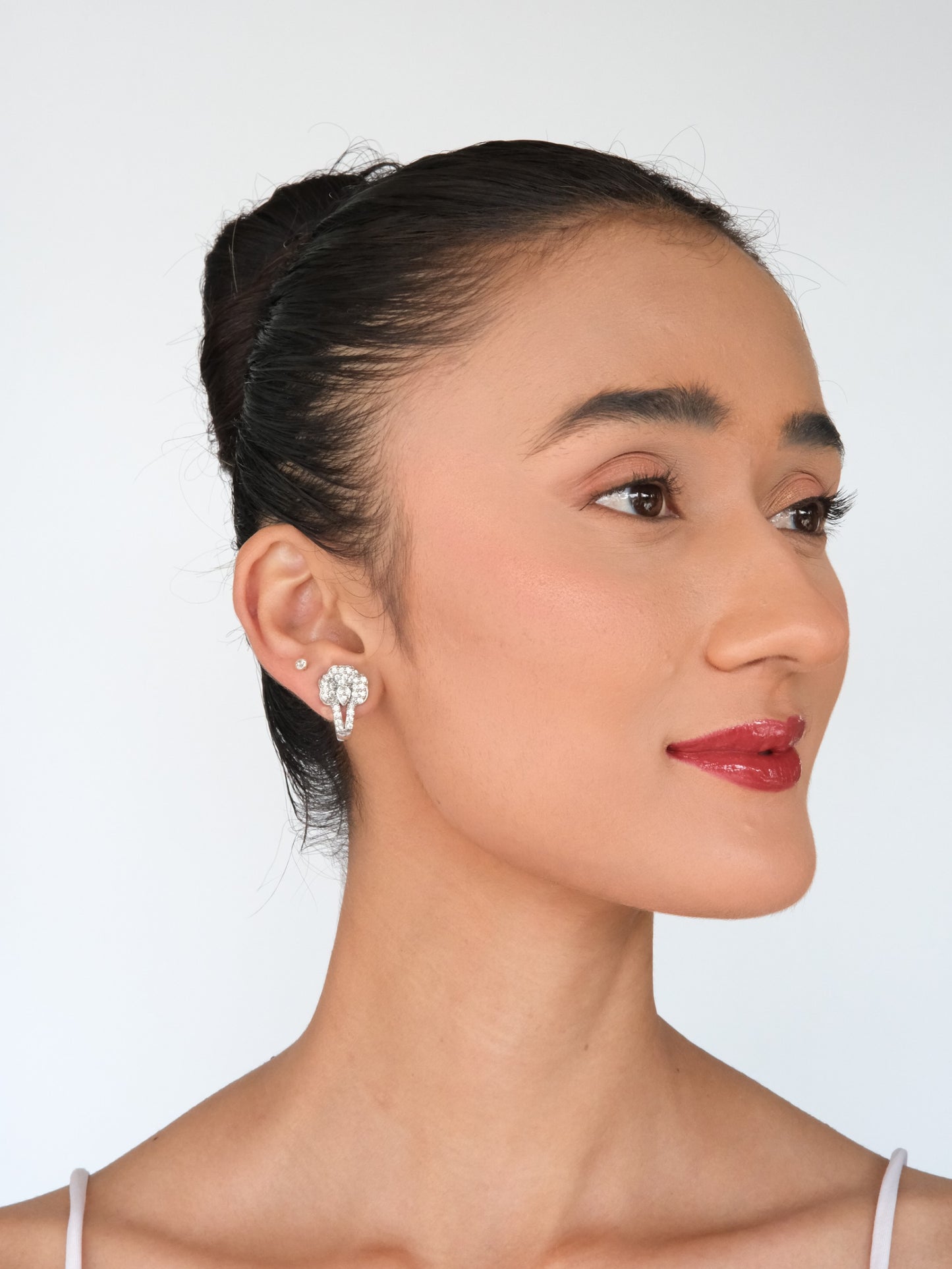 Floral American Diamond Drop Earrings