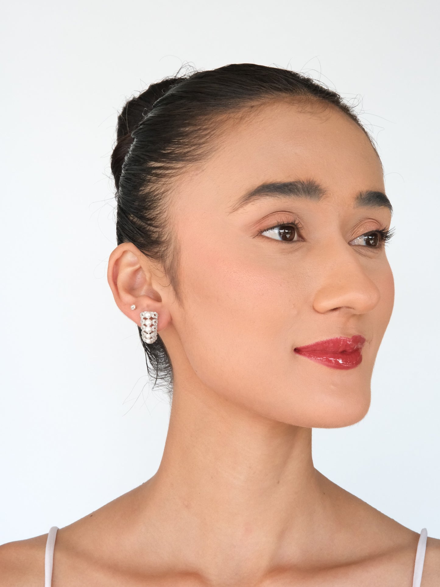 Pearl American Diamond Statement Earrings