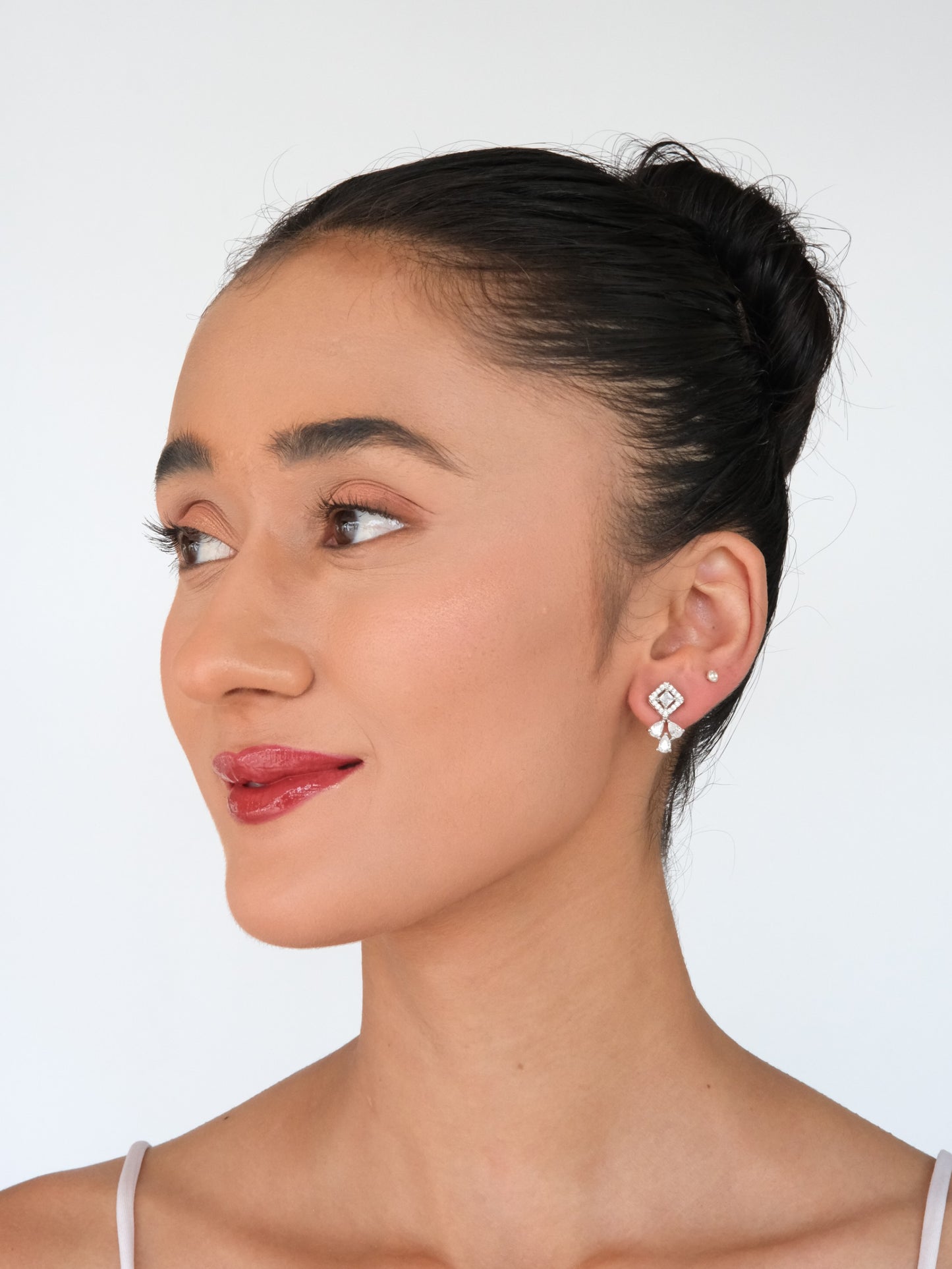 Geometric American Diamond Drop Earrings