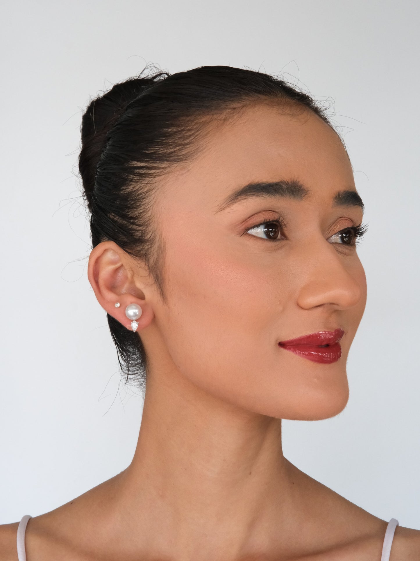 Pearl American Diamond Drop Earrings