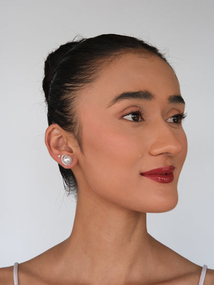 Pearl Swirl American Diamond Stud Earrings