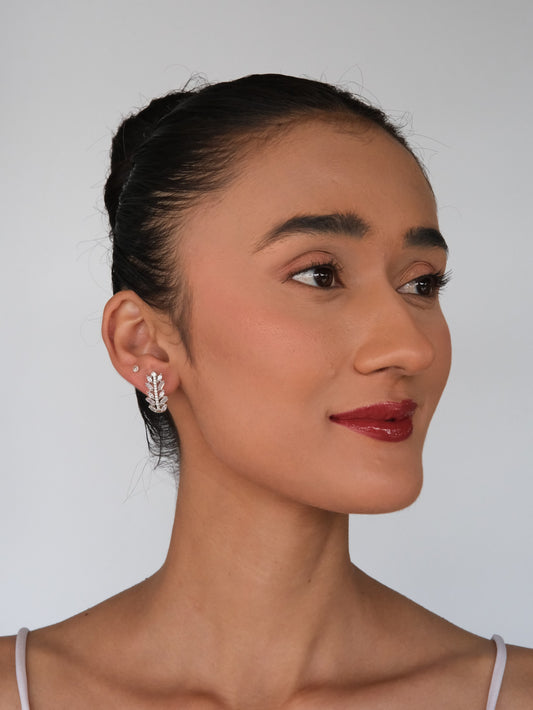 Leaf American Diamond Stud Earrings