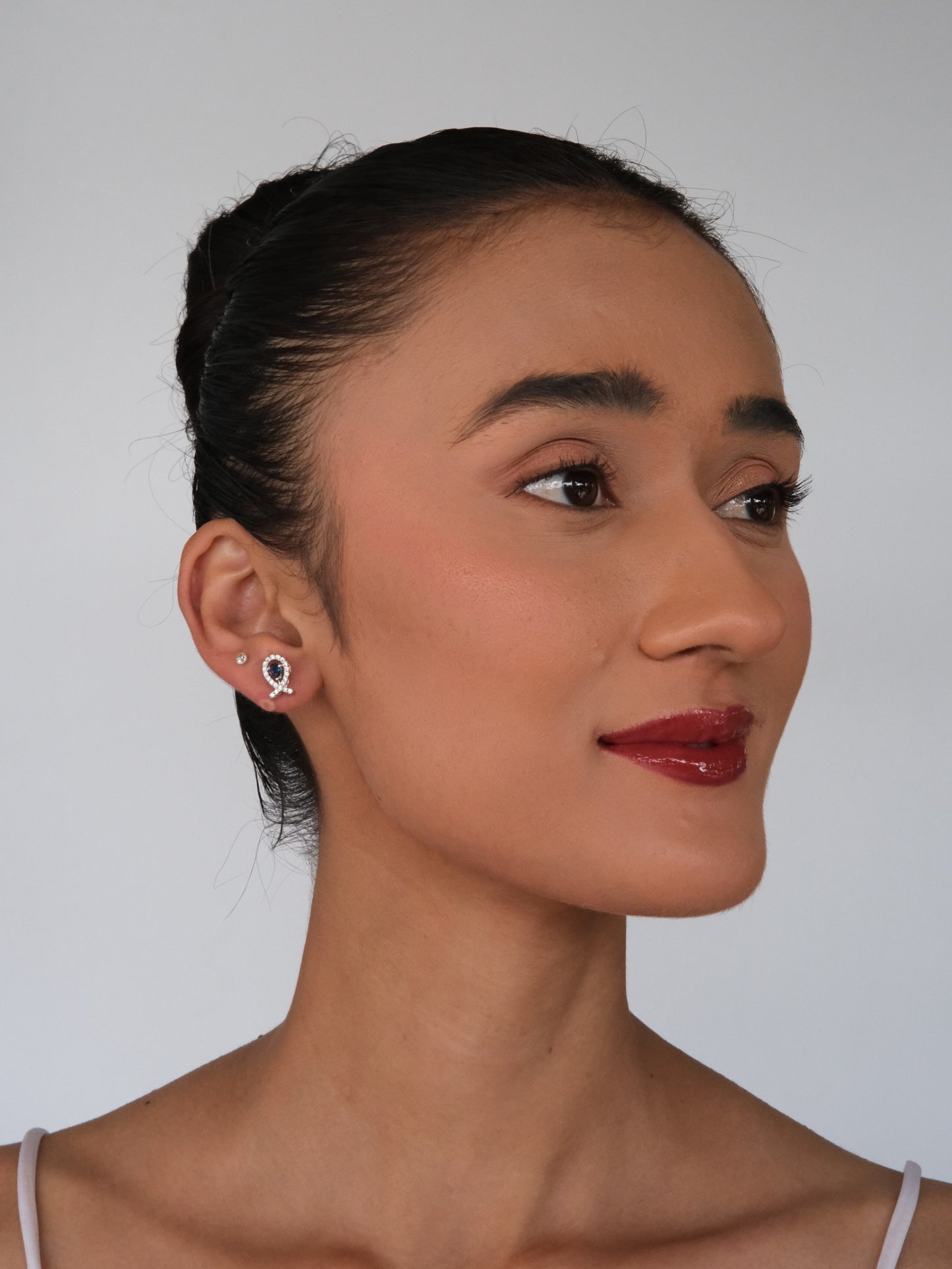 Blue Teardrop American Diamond Earrings