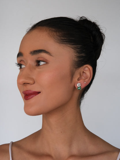 Green American Diamond Drop Earrings