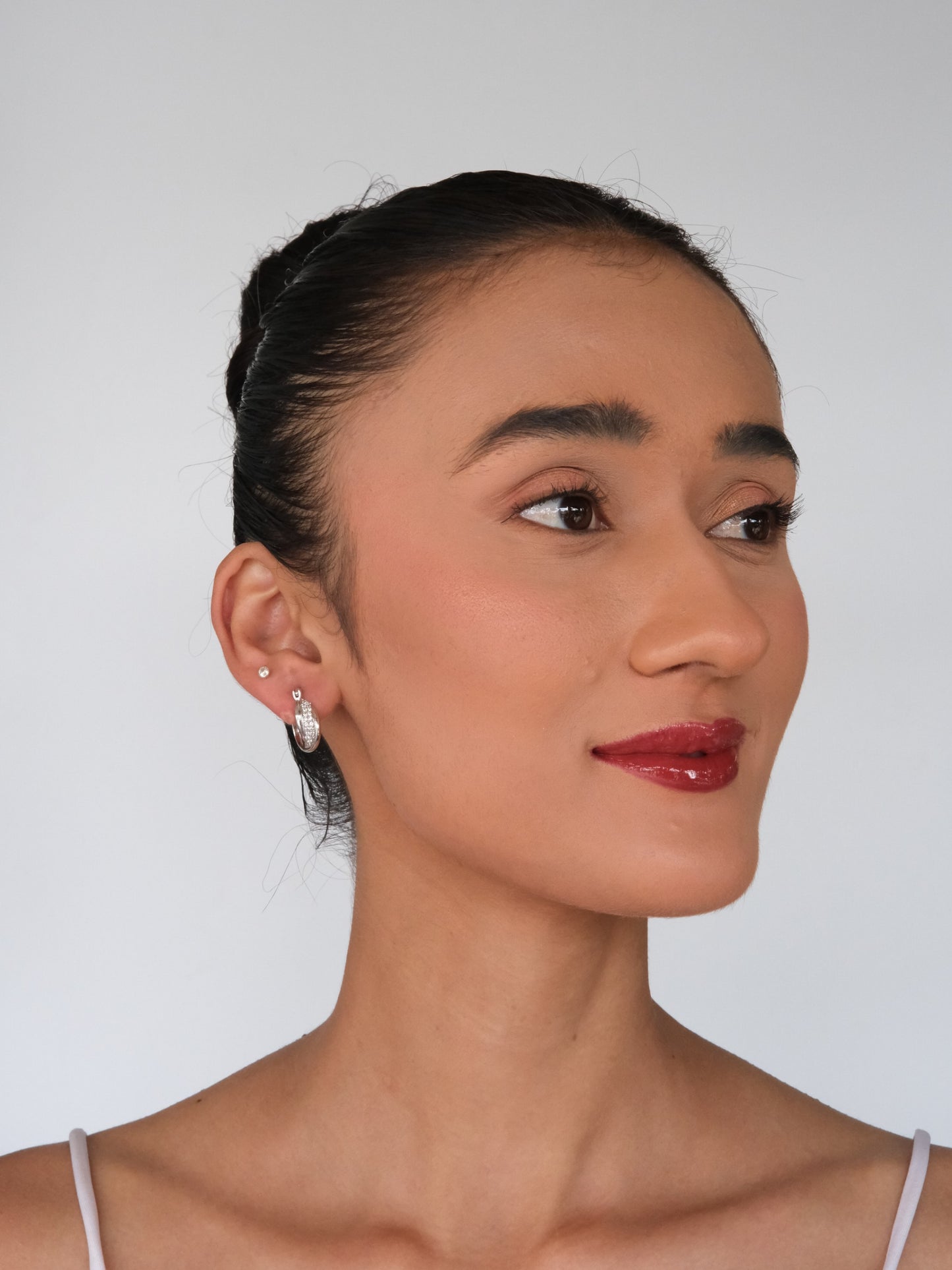 American Diamond Hoop Drop Earrings
