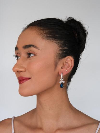 Blue Leaf Drop Earrings