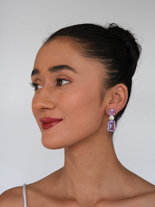 Light Purple Geometric Drop Earrings