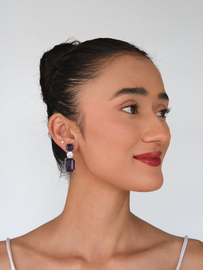 Purple Geometric Drop Earrings