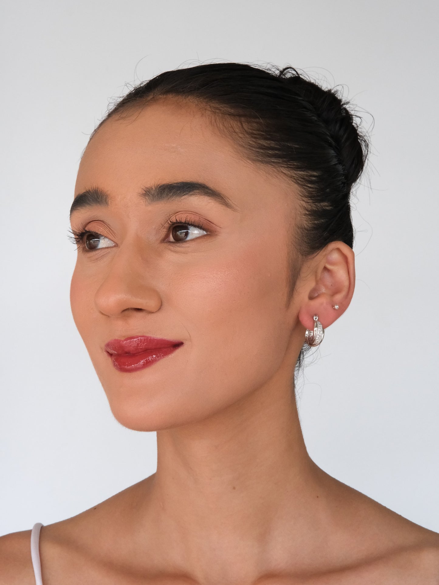 American Diamond Hoop Drop Earrings