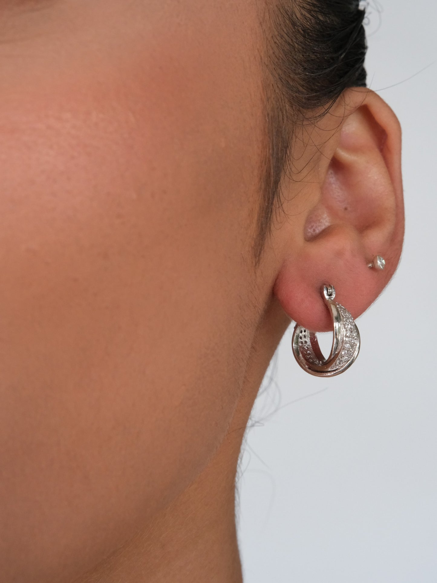 American Diamond Hoop Drop Earrings