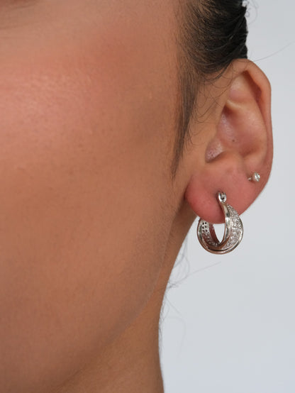 American Diamond Hoop Drop Earrings