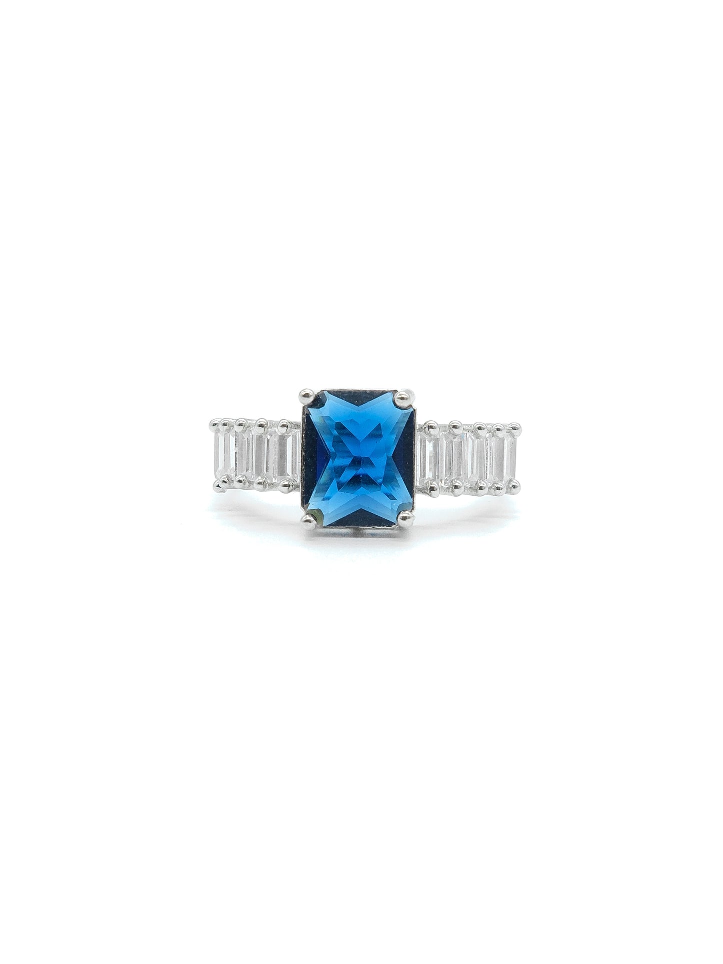 Blue Cushion Stone American Diamond Ring