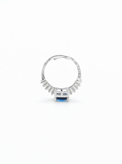 Blue Cushion Stone American Diamond Ring