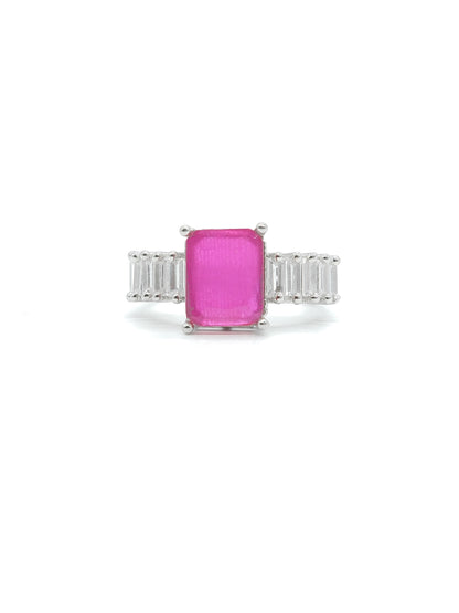 Pink Cushion Stone American Diamond Ring