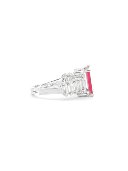 Pink Cushion Stone American Diamond Ring