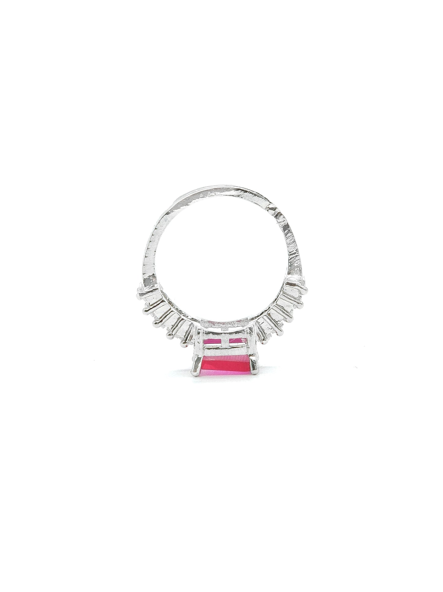 Pink Cushion Stone American Diamond Ring