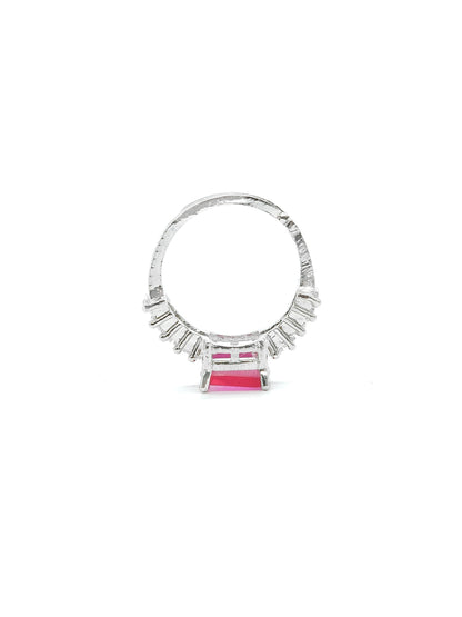Pink Cushion Stone American Diamond Ring