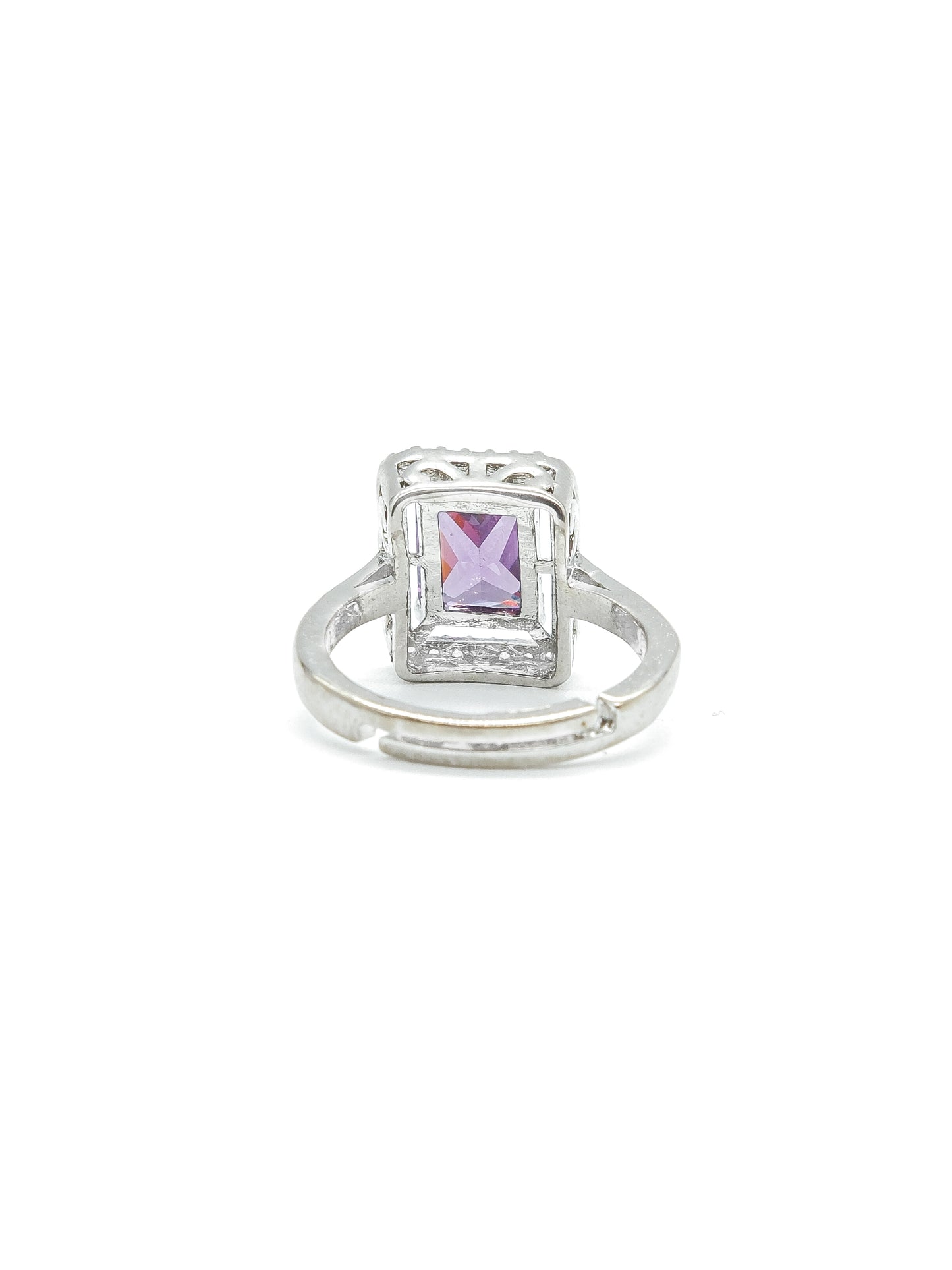 Purple Halo Square Stone American Diamond Ring