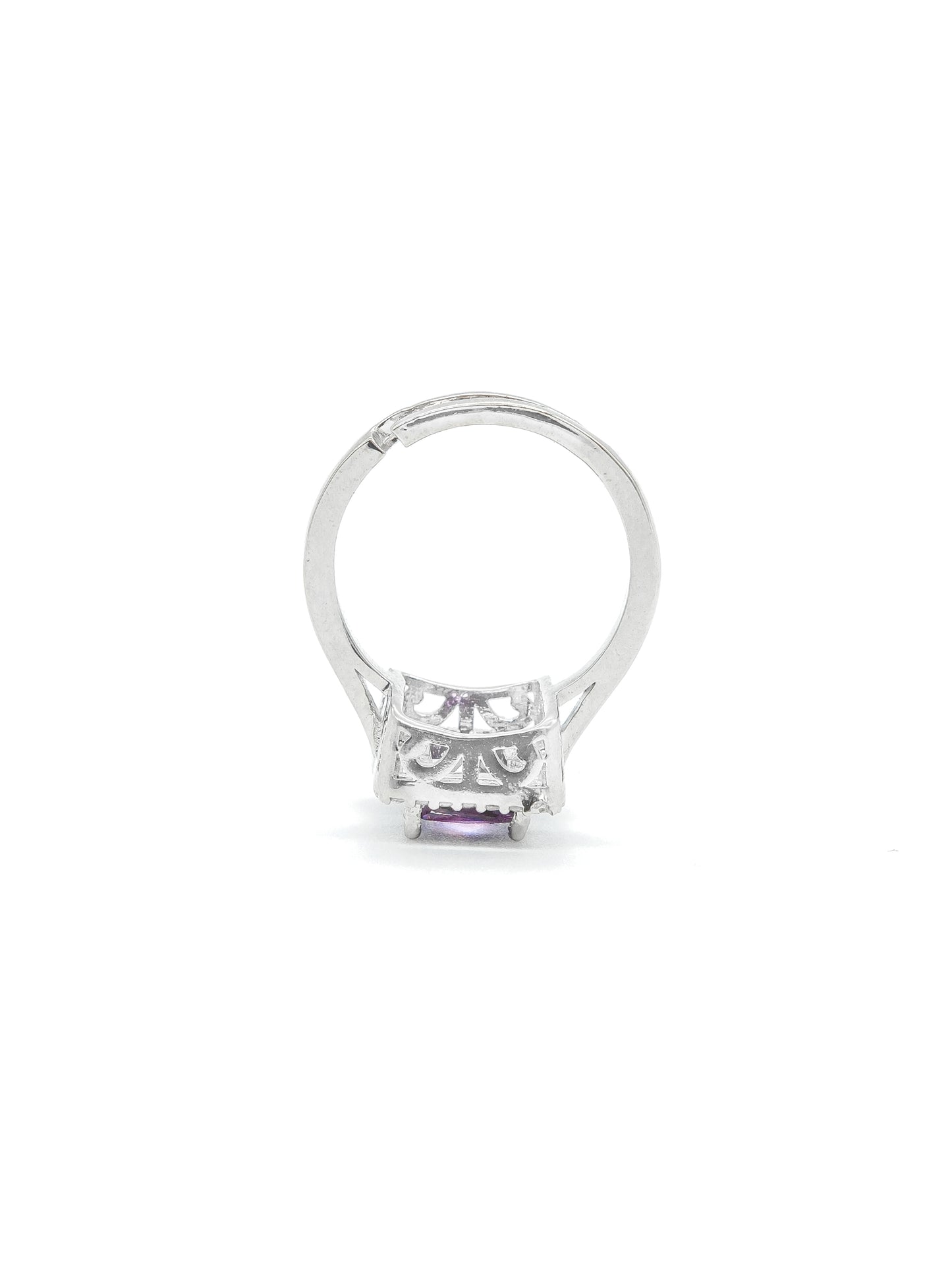 Purple Halo Square Stone American Diamond Ring