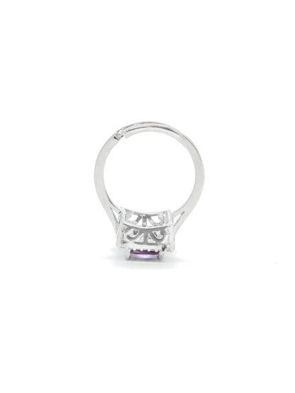 Purple Halo Square Stone American Diamond Ring