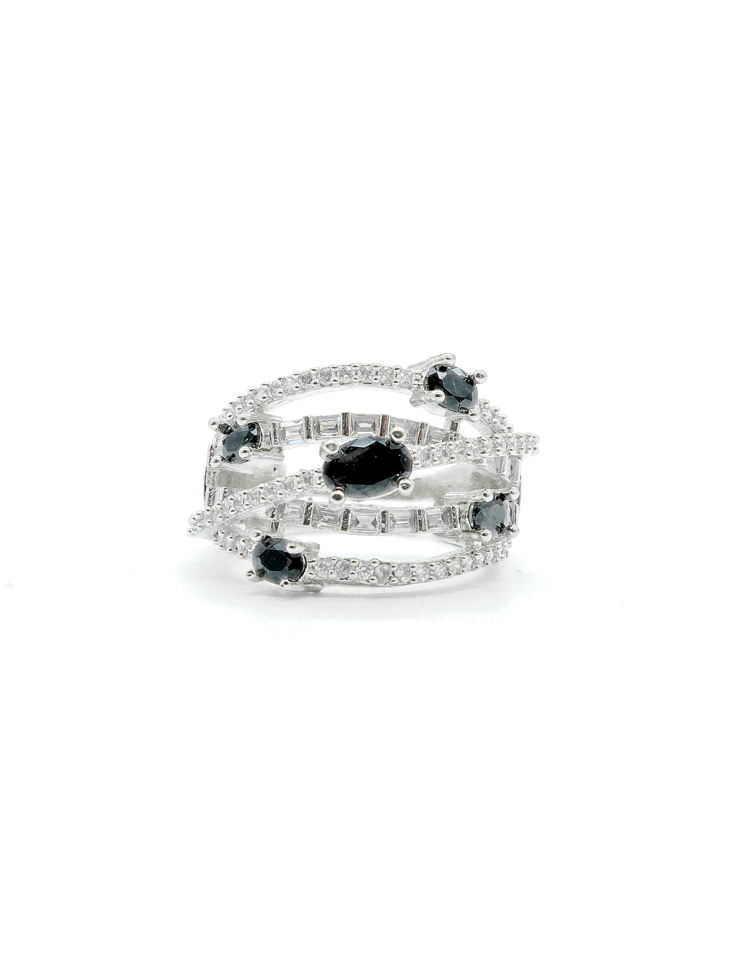 Black Multi Stone American Diamond Ring