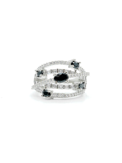 Black Multi Stone American Diamond Ring