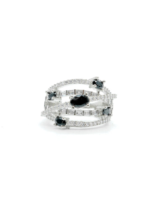 Black Multi Stone American Diamond Ring