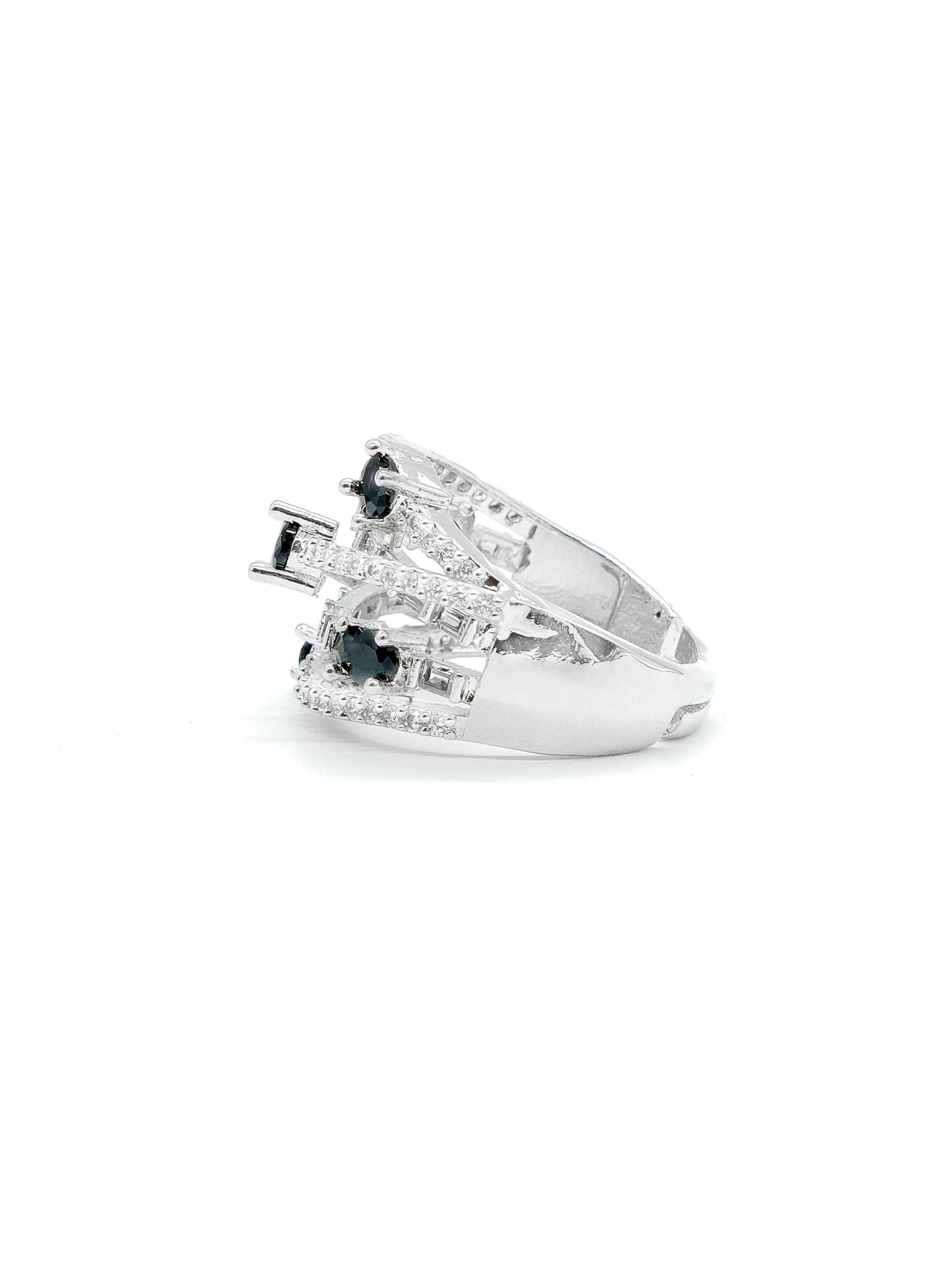 Black Multi Stone American Diamond Ring