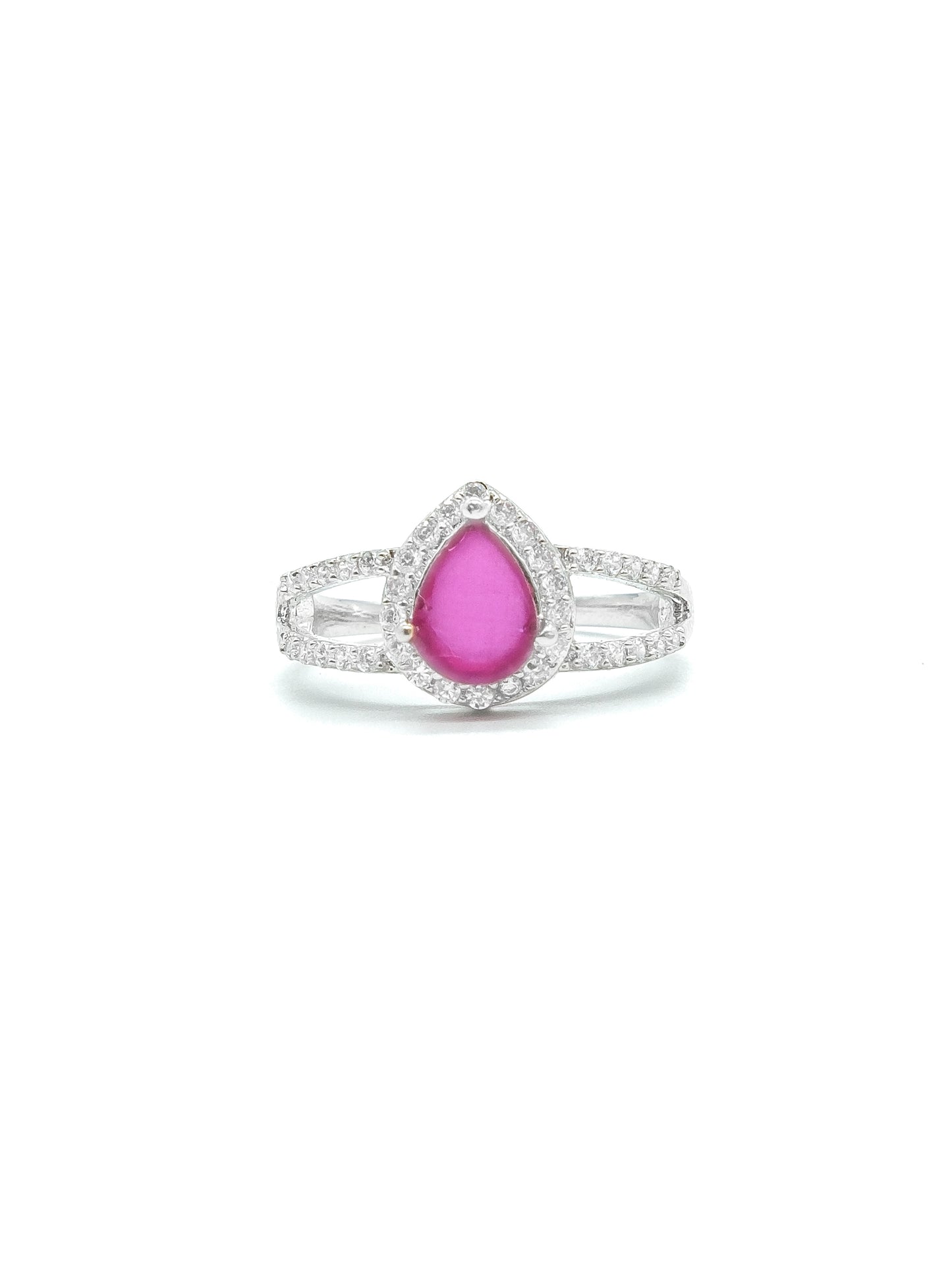 Pink Pear Stone American Diamond Ring