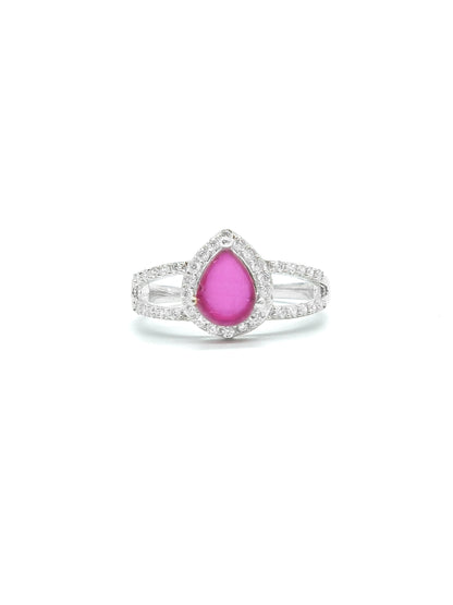 Pink Pear Stone American Diamond Ring