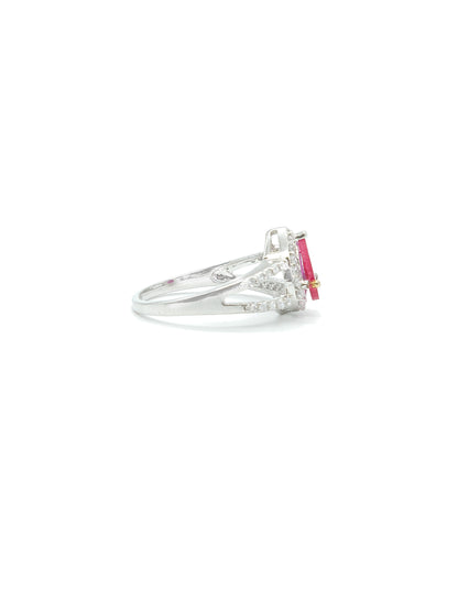 Pink Pear Stone American Diamond Ring