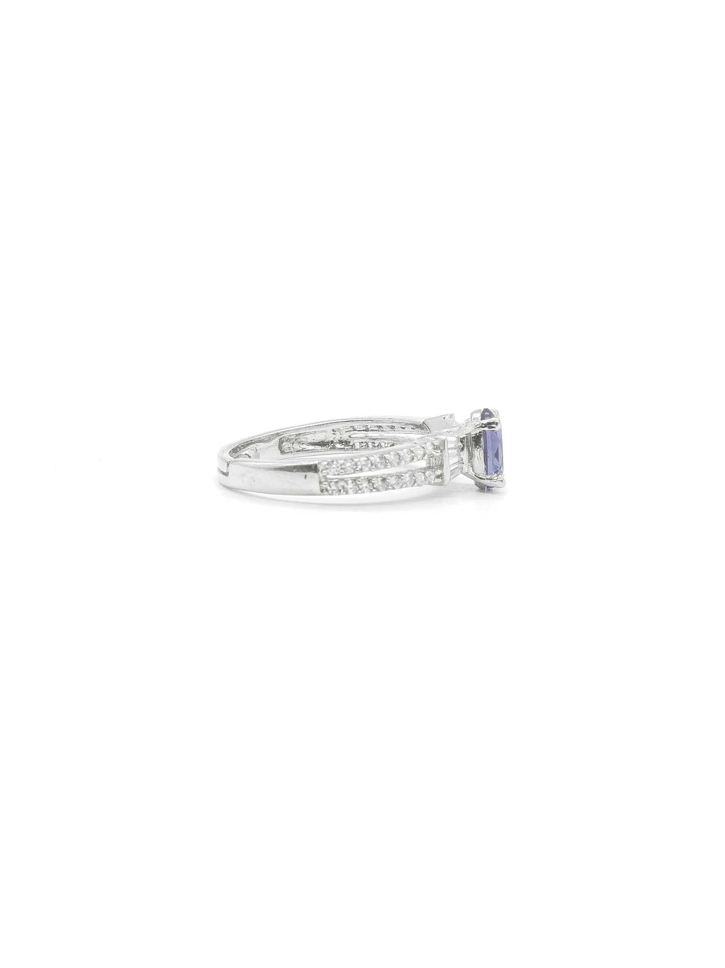 Purple Oval Stone American Diamond Ring