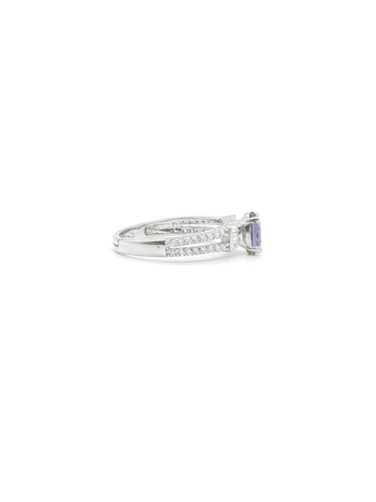 Purple Oval Stone American Diamond Ring