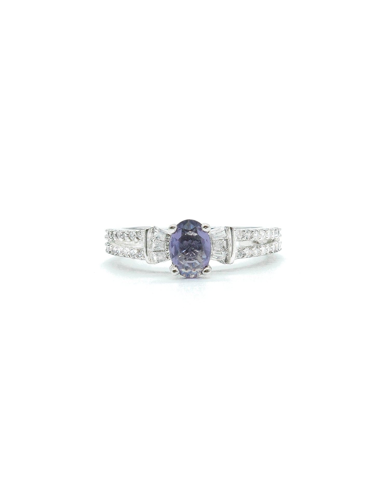 Purple Oval Stone American Diamond Ring