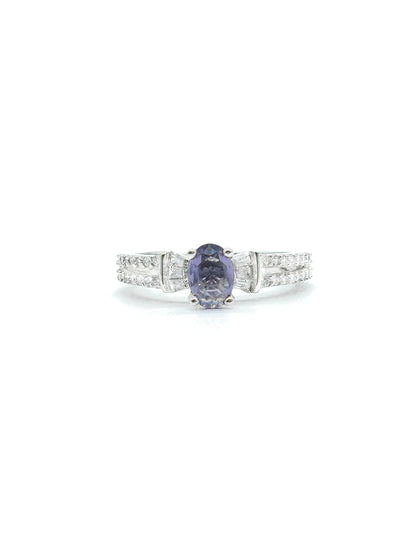 Purple Oval Stone American Diamond Ring