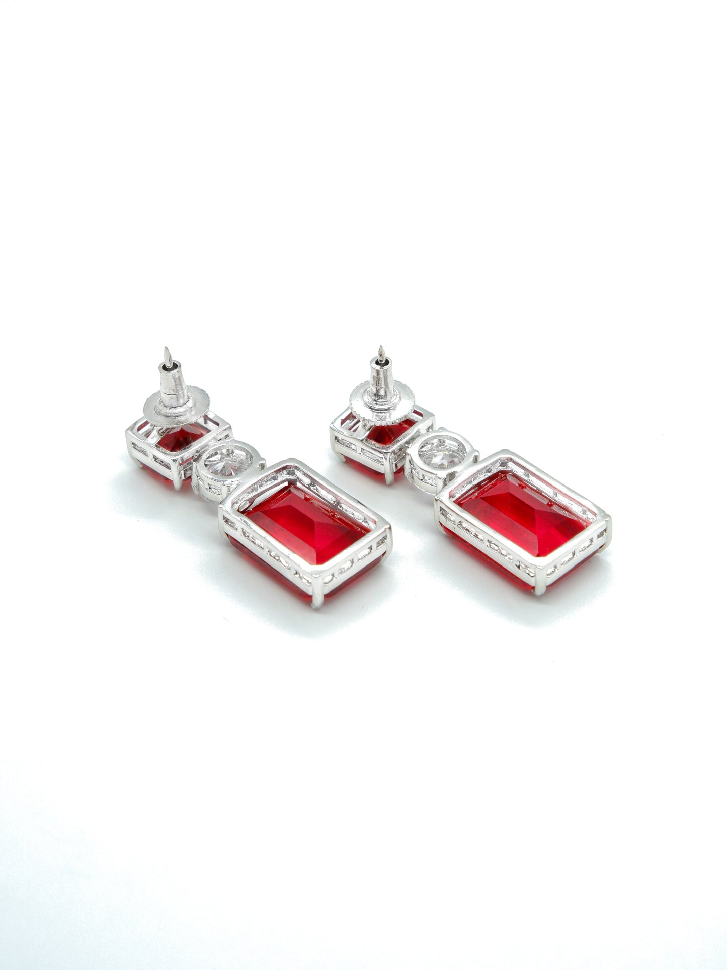 Red Geometric Drop Earrings