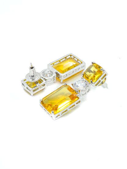 Yellow Geometric Drop Earrings
