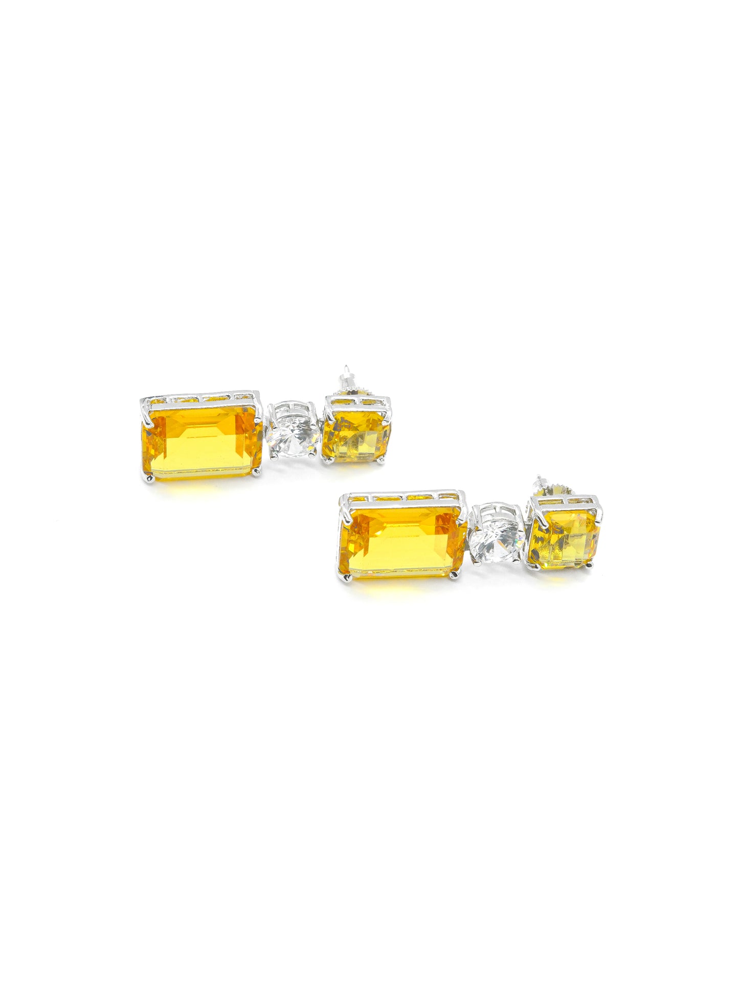 Yellow Geometric Drop Earrings