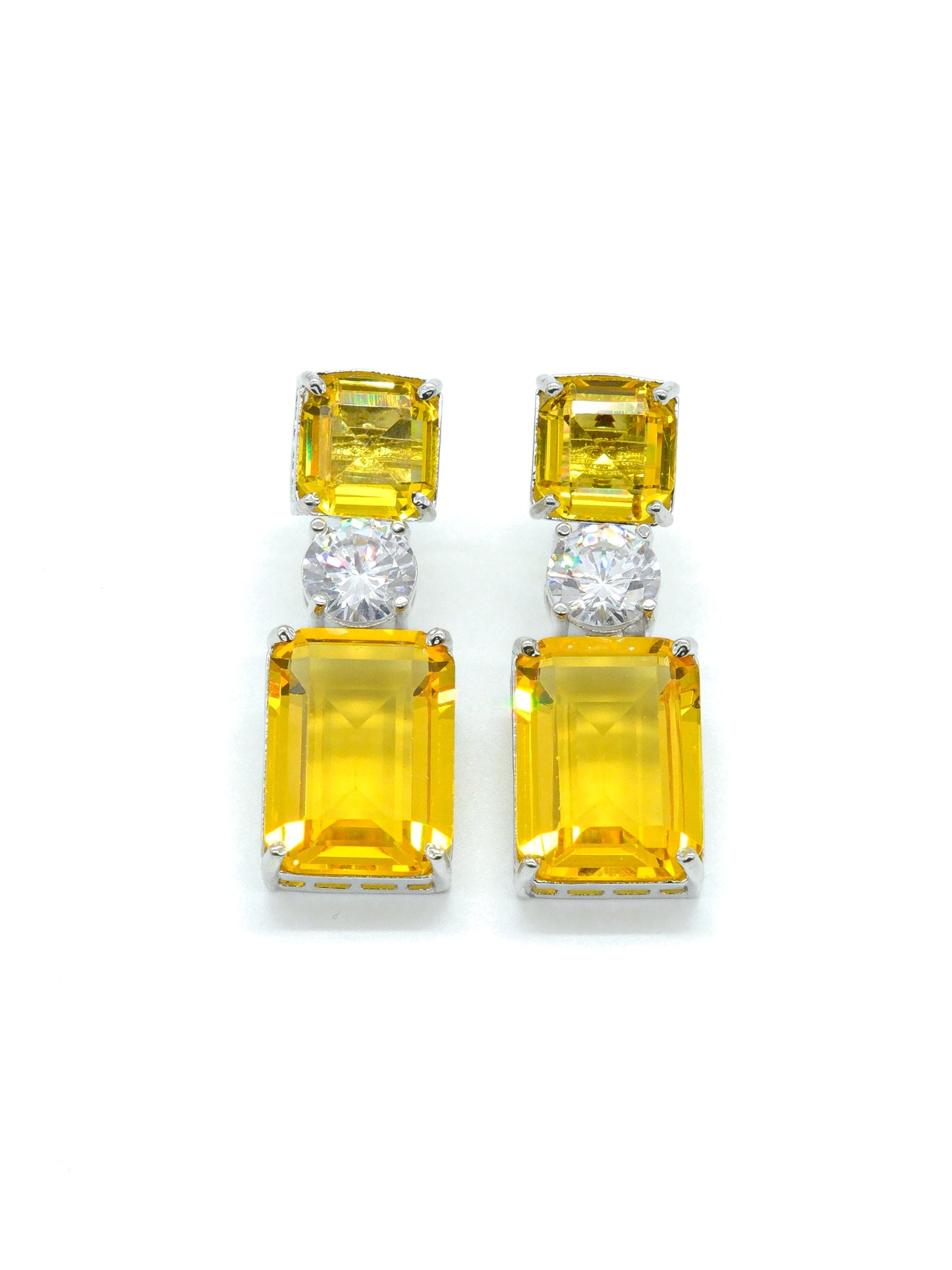 Yellow Geometric Drop Earrings