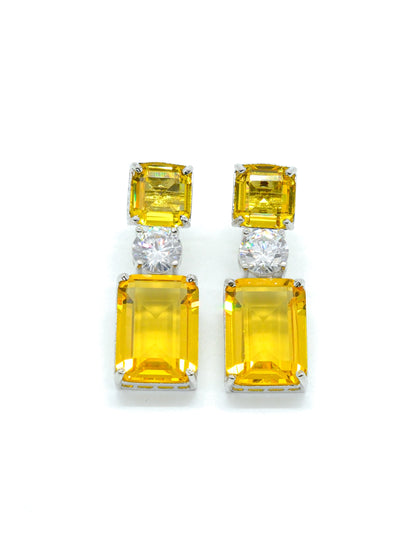 Yellow Geometric Drop Earrings