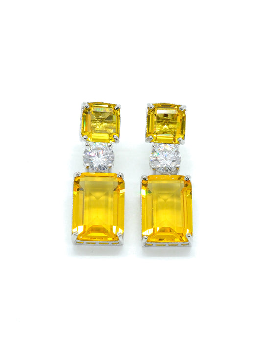 Yellow Geometric Drop Earrings