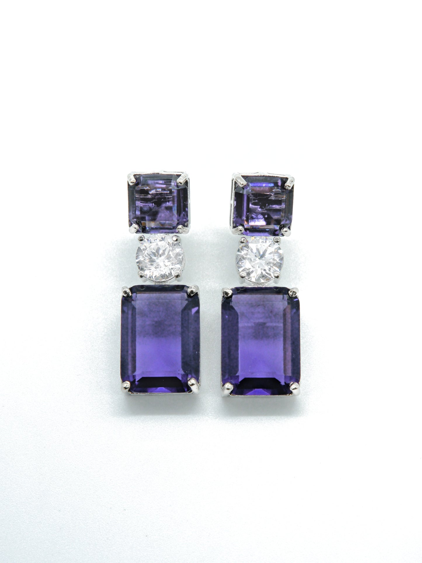 Purple Geometric Drop Earrings