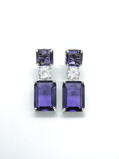 Purple Geometric Drop Earrings