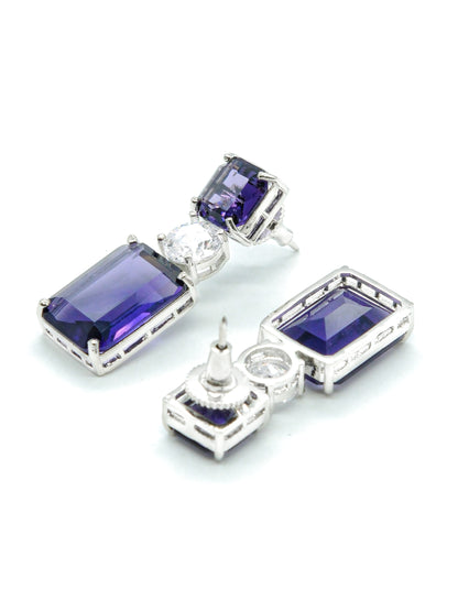 Purple Geometric Drop Earrings