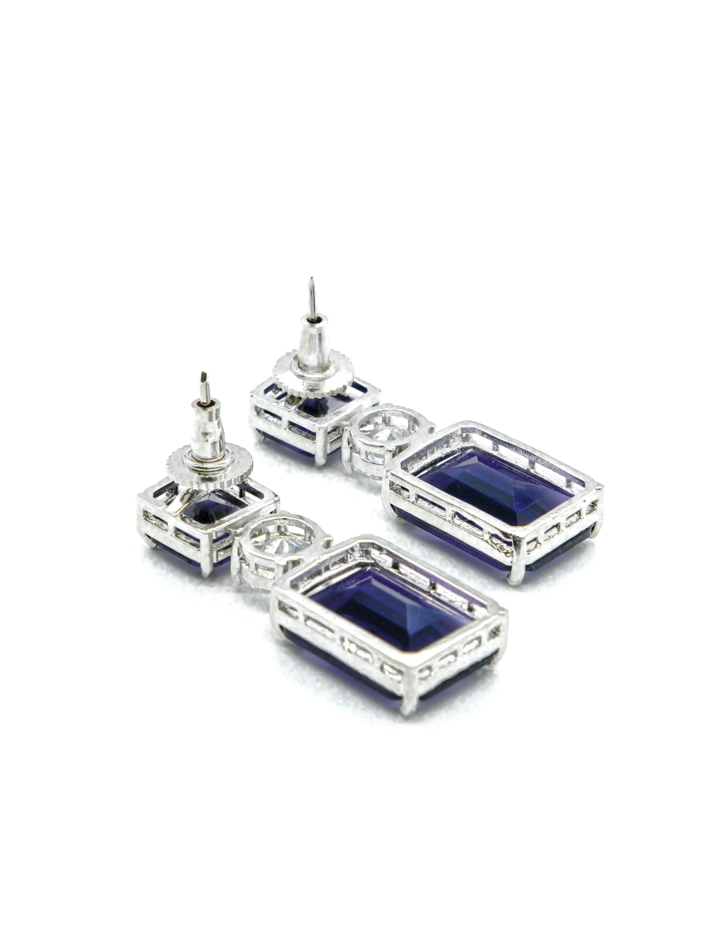 Purple Geometric Drop Earrings