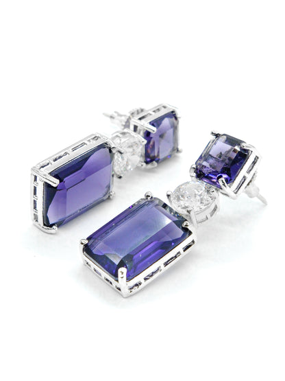 Purple Geometric Drop Earrings