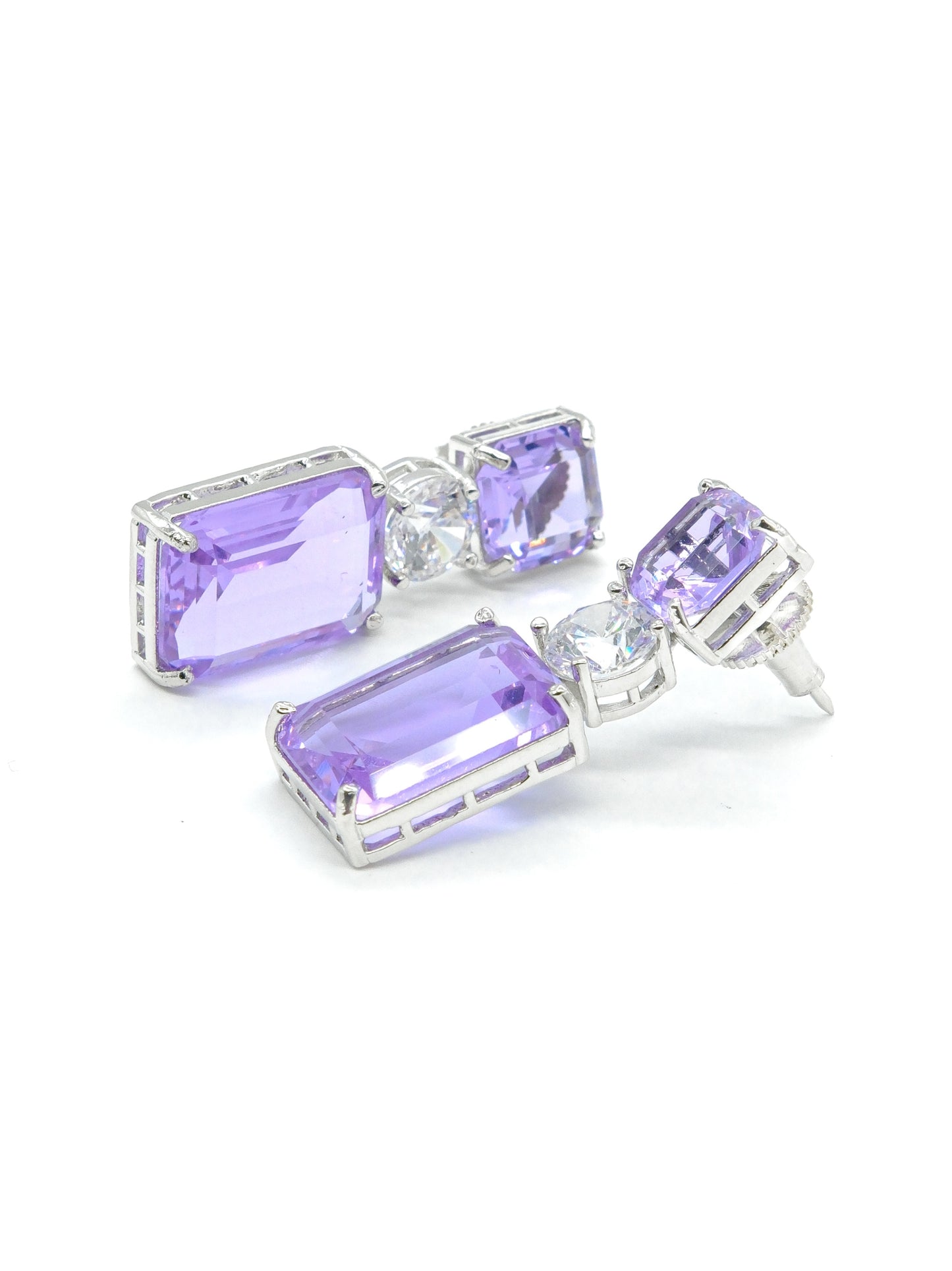 Light Purple Geometric Drop Earrings