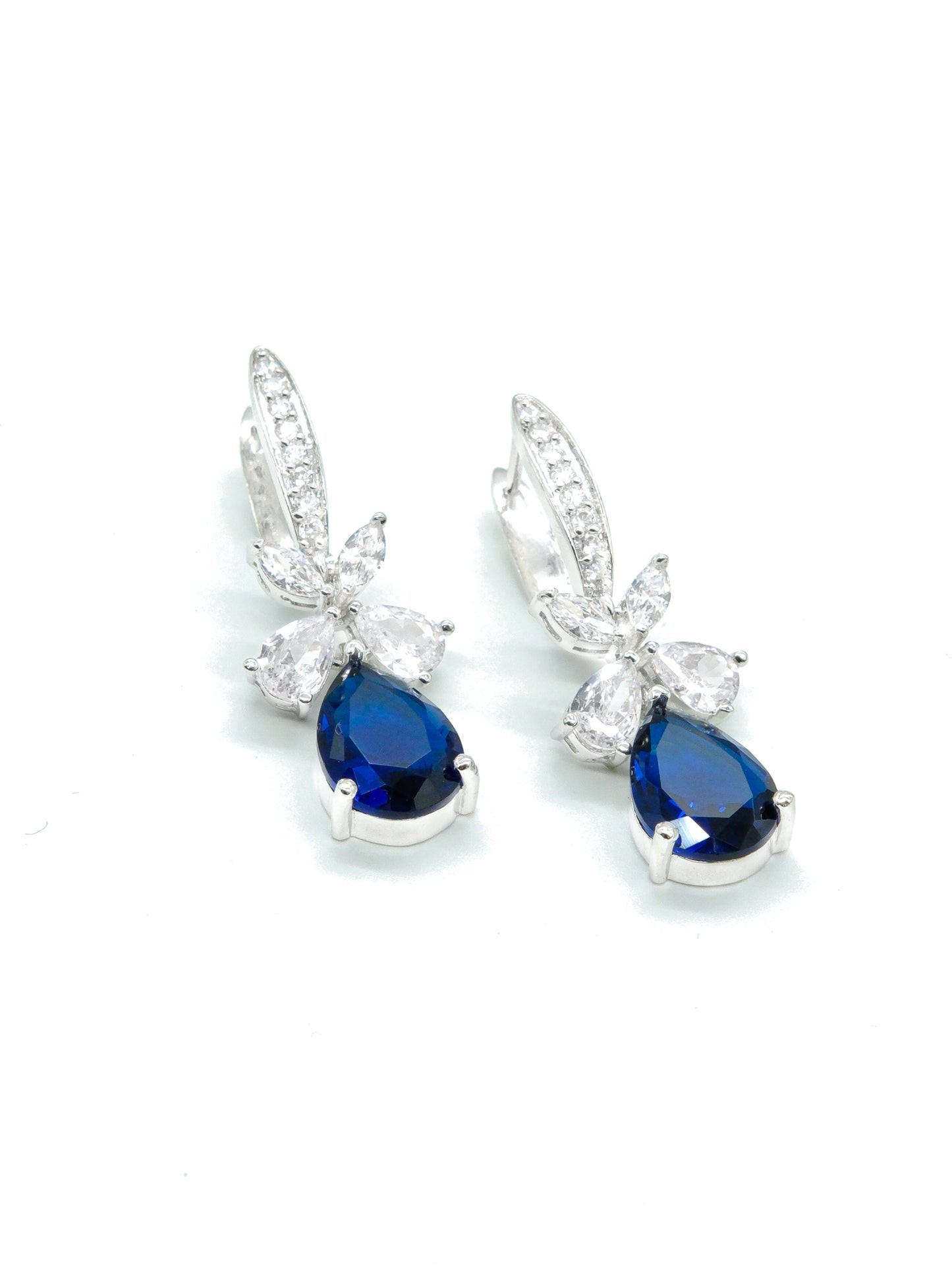 Blue Leaf Drop Earrings