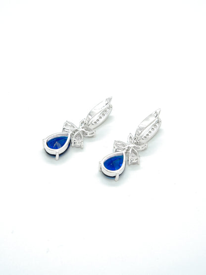 Blue Leaf Drop Earrings
