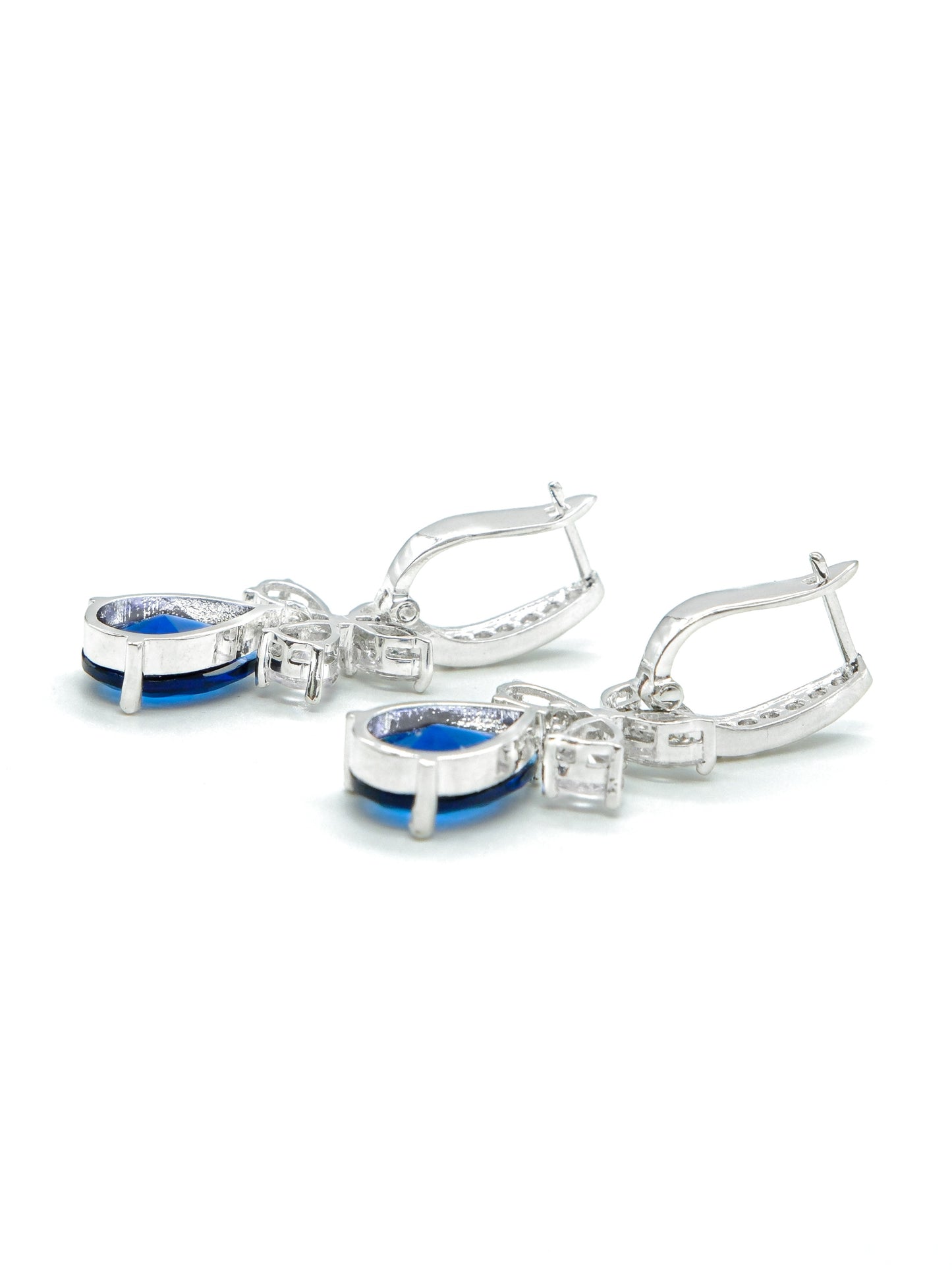 Blue Leaf Drop Earrings